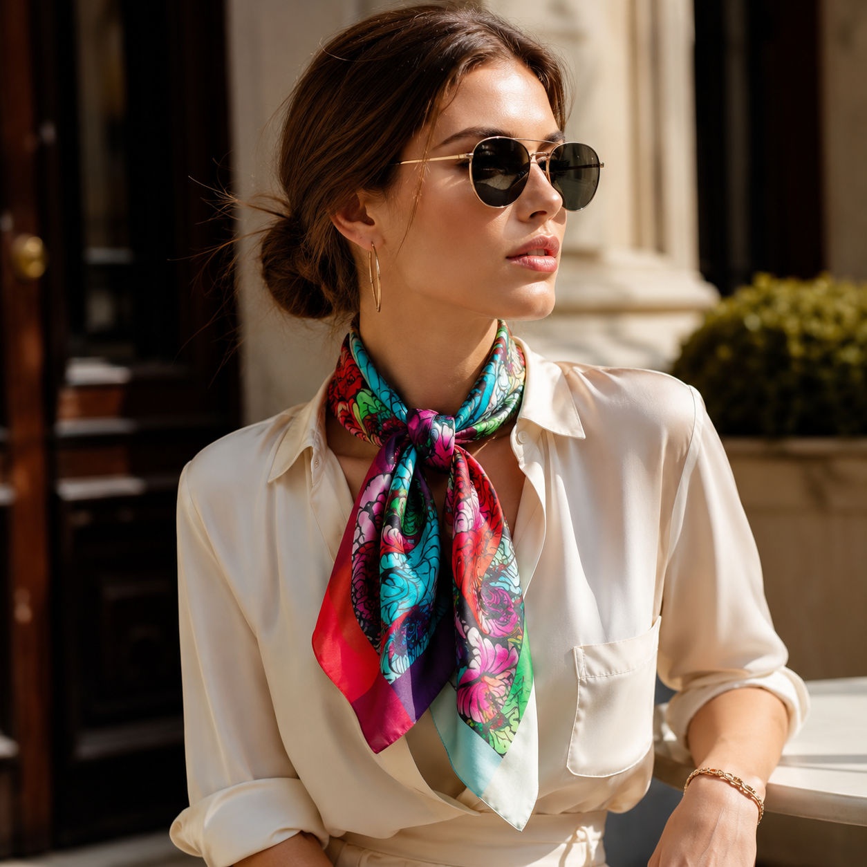 Printed Square Silk Foulard